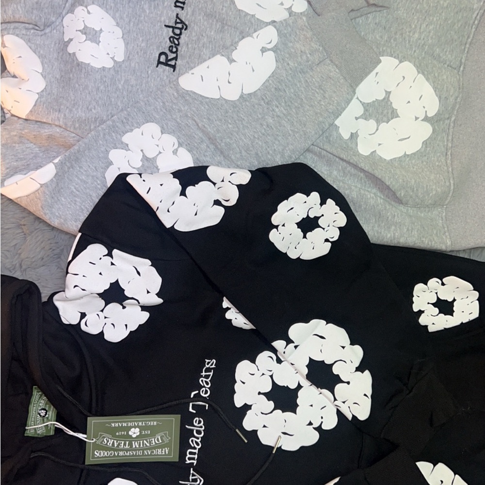 Men's Black and Gray Sweater with Graphic Design